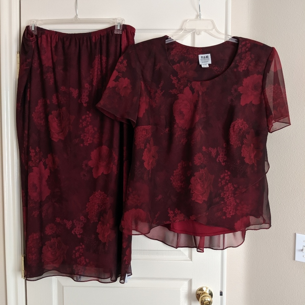 R & M Richards dark red two piece dress
